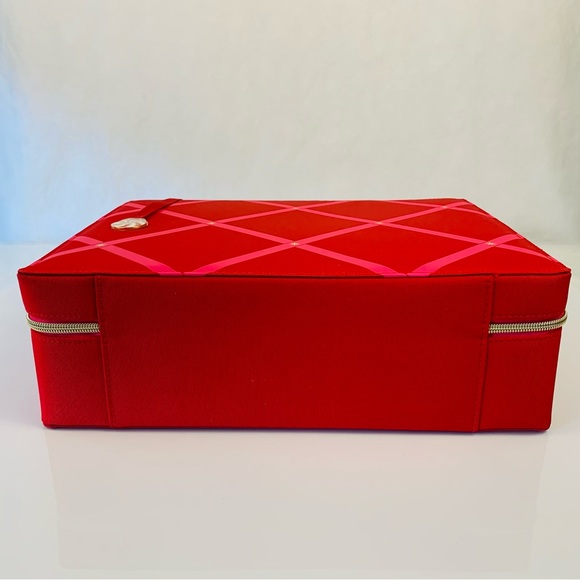 Estée Lauder Red Pink Peppermint Makeup Train Zip Case Travel Bag - Picture 7 of 12